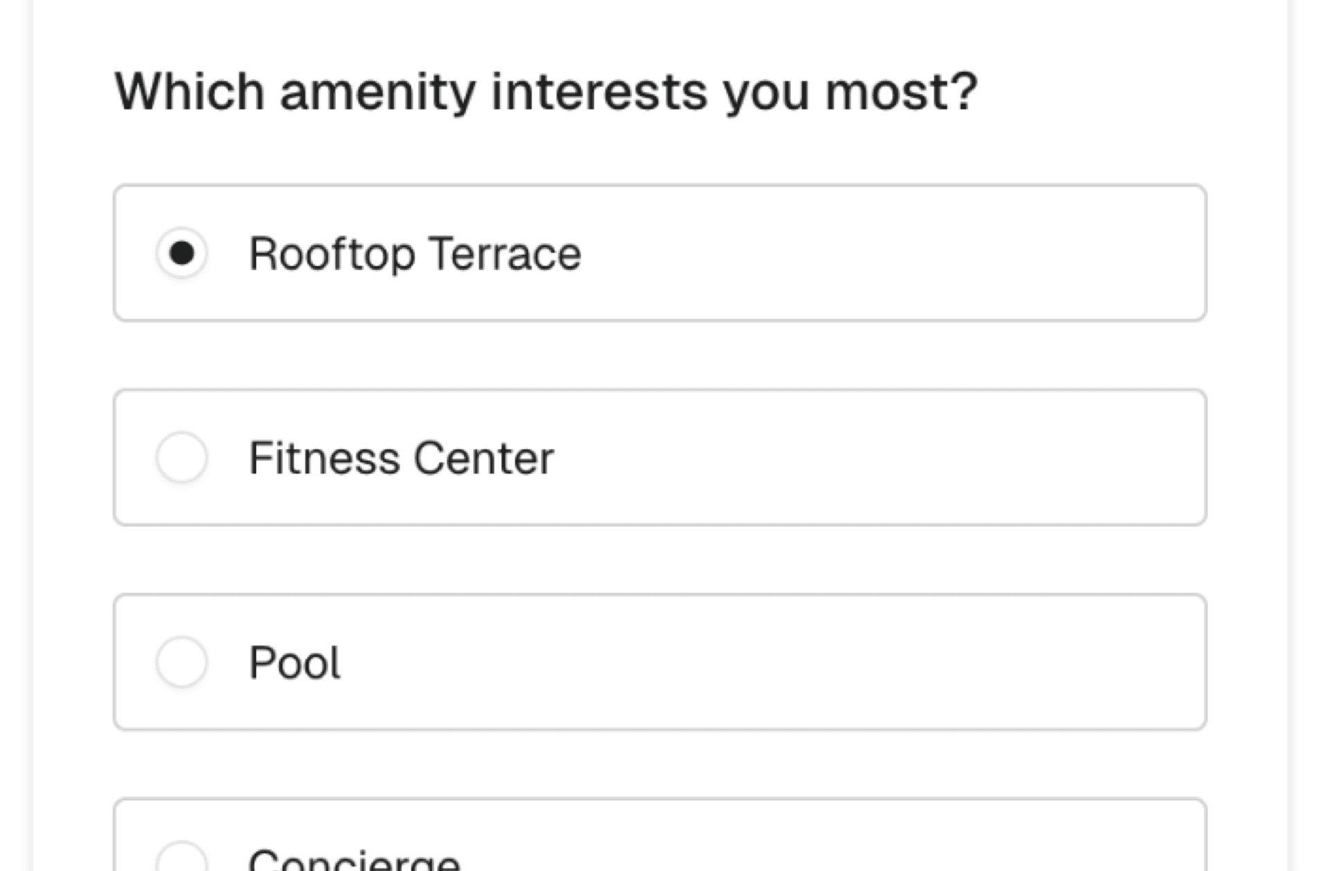 Mobile interface showing simple multiple-choice buttons