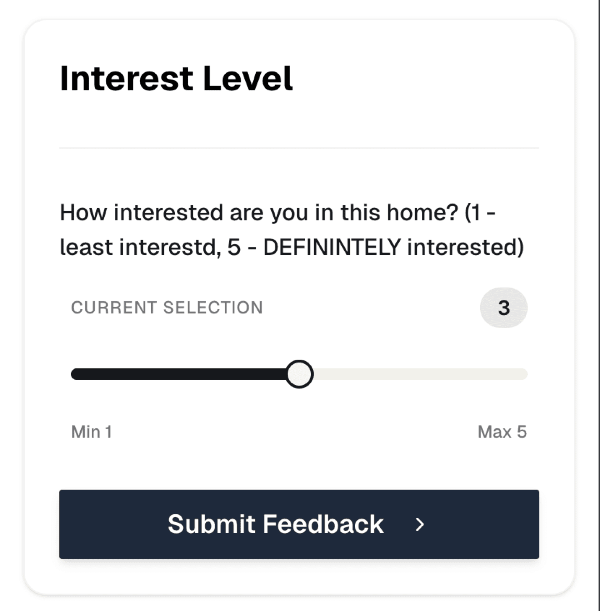 Slider interface for gauging interest level